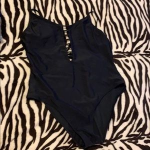 Black one piece bathing suit
